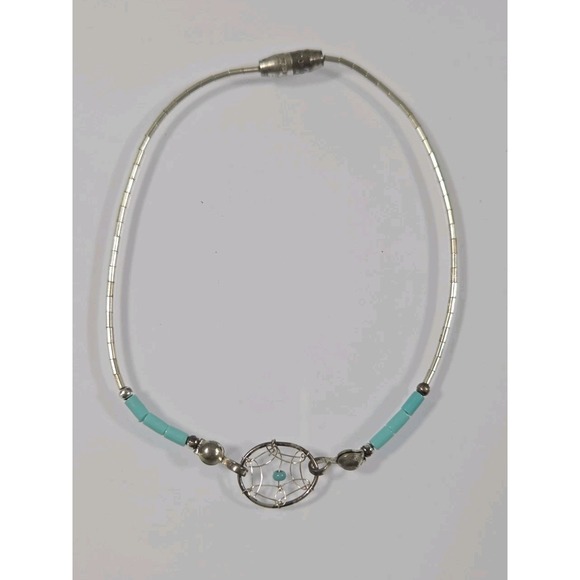 The Unbranded Brand Jewelry - Southwestern Turquoise Dreamcatcher Liquid Silver Bracelet Barrel Closure